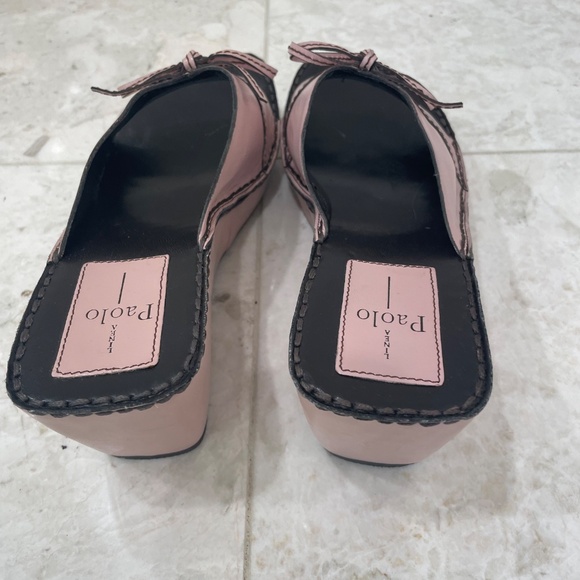 LINEA PAOLO {7} Slide Wedge Leather Pink Brown "Aida" Open Toe - Picture 7 of 11